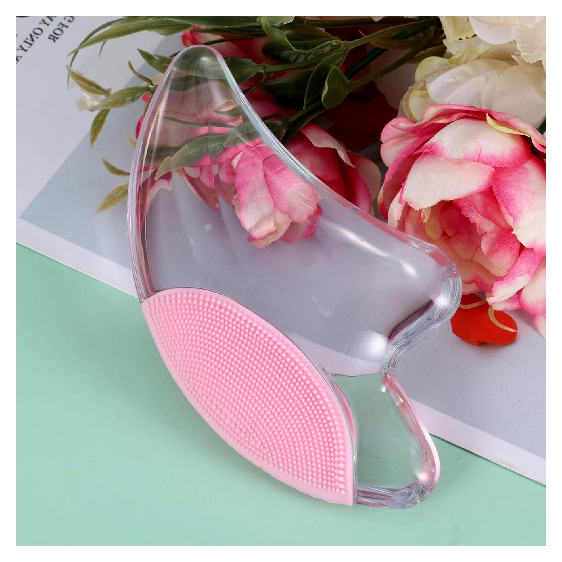 Markenlos Gua Sha Therapieplatte aus Kunstharz für Gesichtsmassagen in Rosa mit Glatten Kanten
