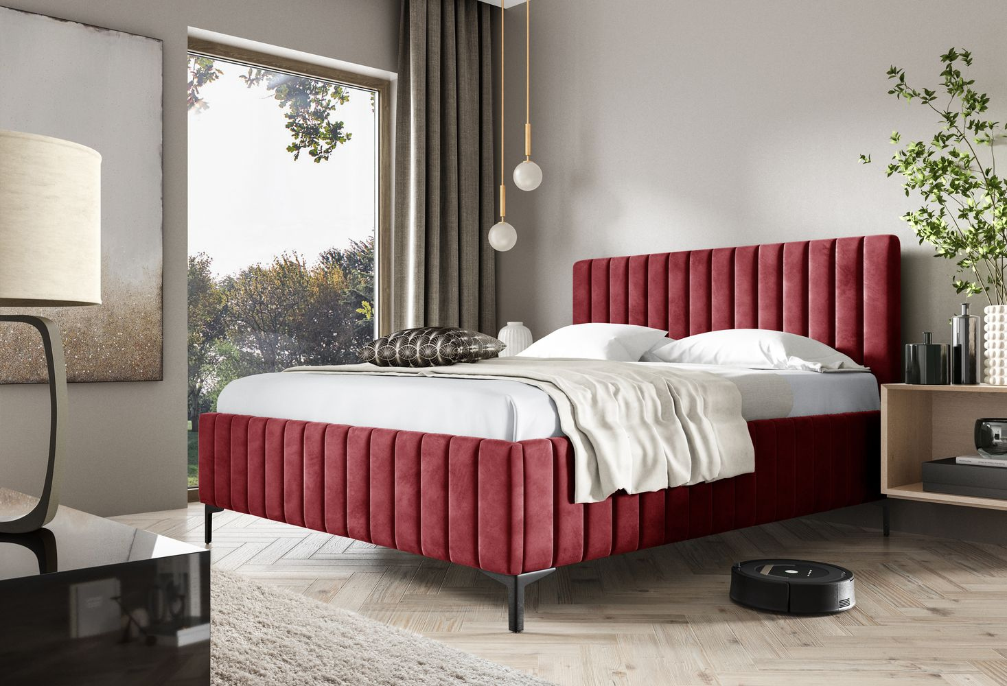 Manželská posteľ 140x200 EGONA - červená