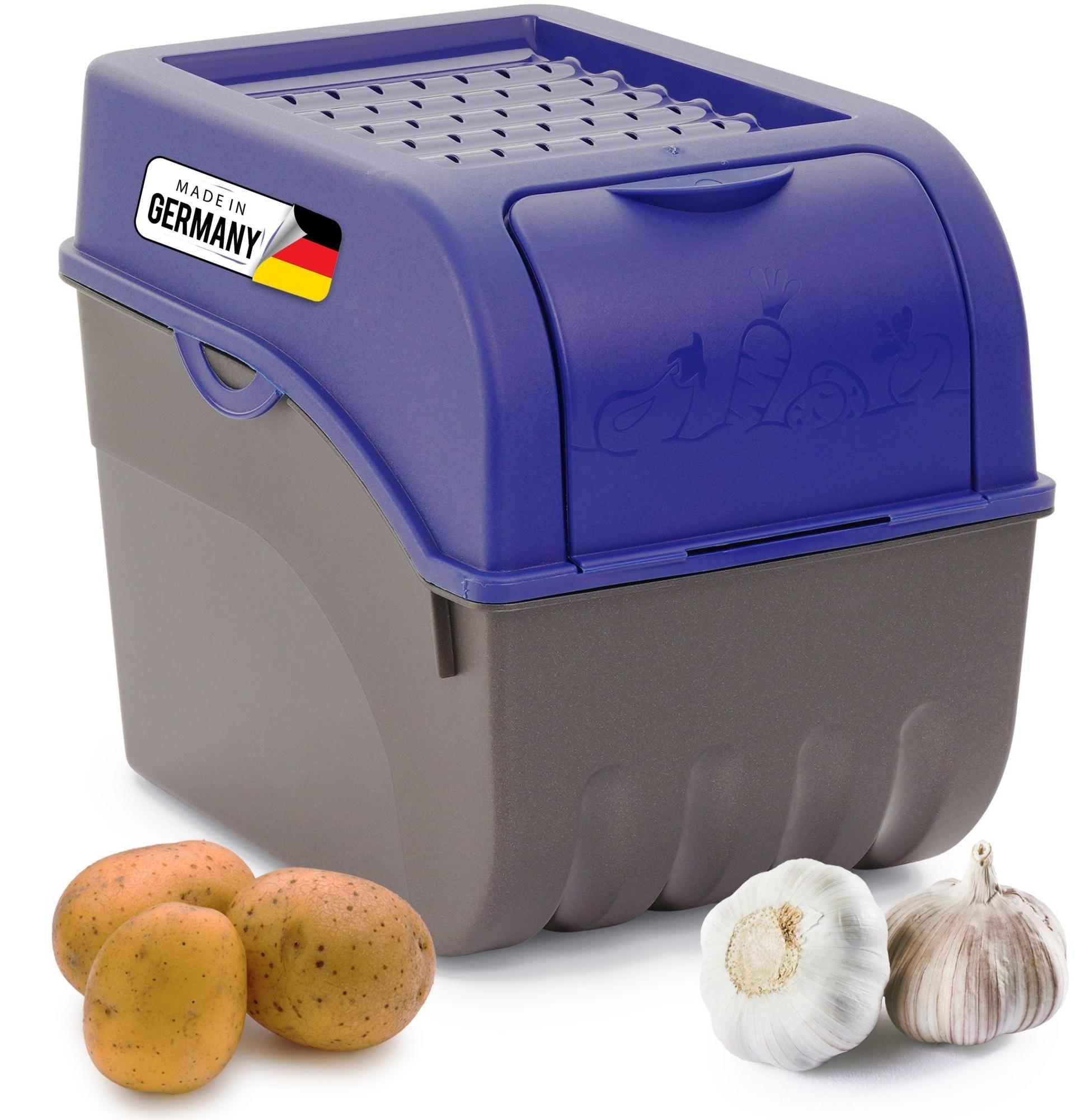 Novaliv 1x Groß 9l Kartoffelhorde marineblau Kartoffelbehälter Kartoffelbeutel Kartoffeleimer Kartoffeldose