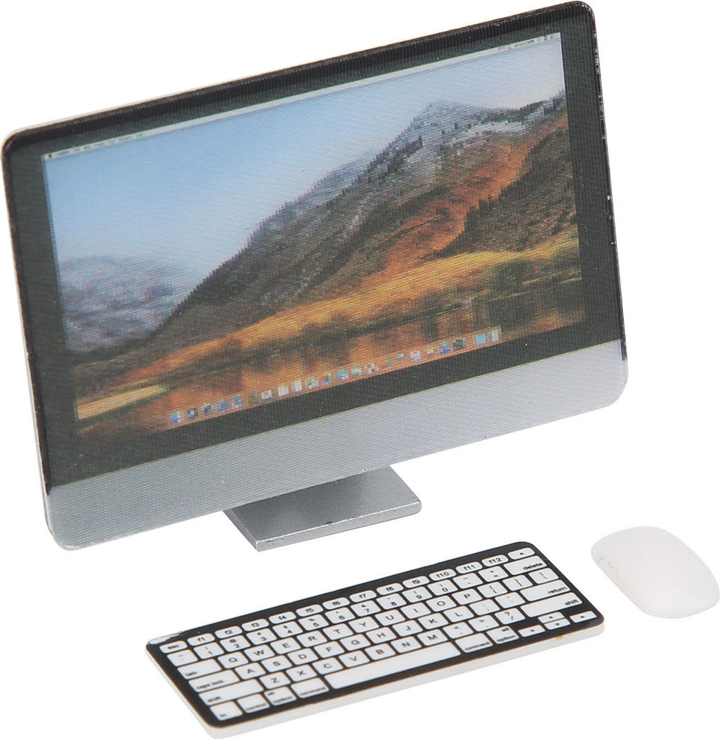 Cocosity Puppenhaus Computer,Miniatur Computer Set,Puppenhaus Desktop Computer,Puppenhaus Tastatur,Puppenhaus Maus,Puppenhaus Zubehör