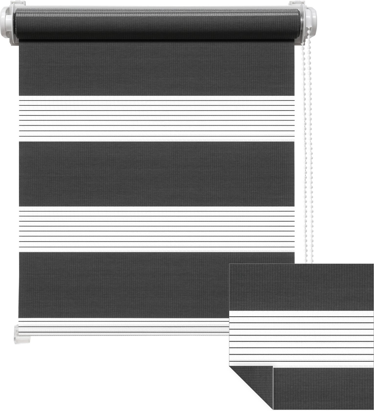 Victoria M. Zevra Doppelrollo / Duo Rollo, 40 x 160 cm, dunkelgrau lichtfilternd & blickdicht | Klemmfix & Bohren möglich, UV-beständig, inkl. Kindersicherung 1000005716