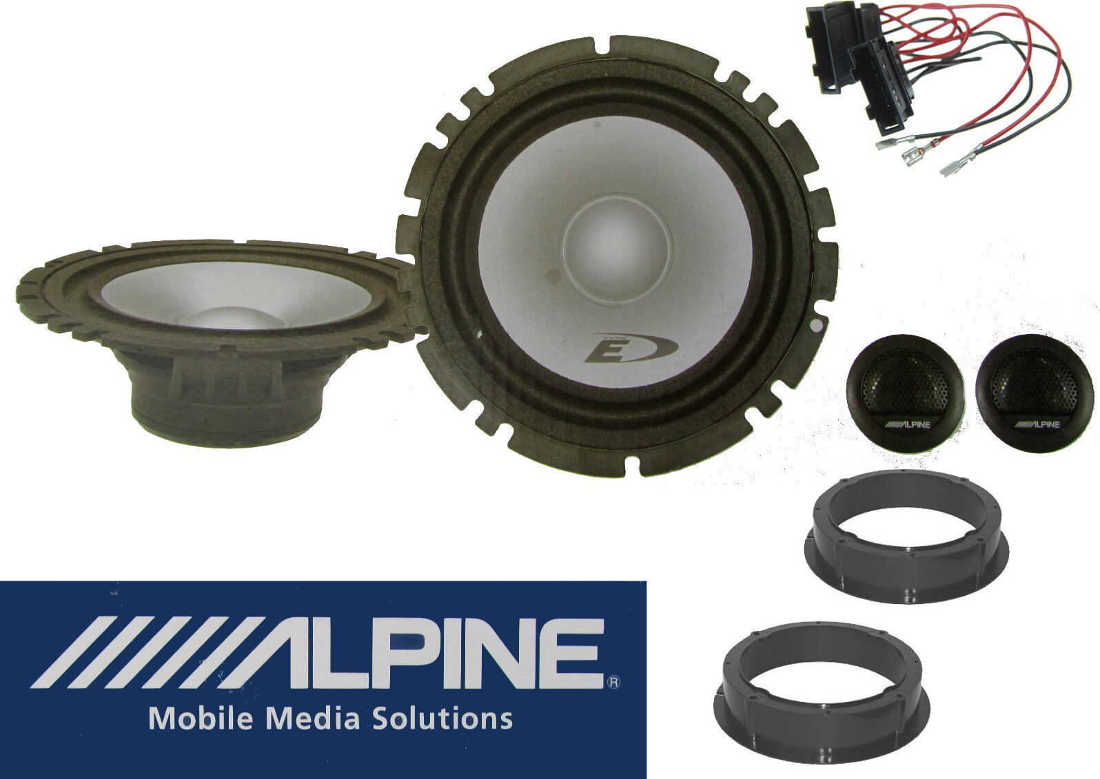 DSX Alpine passend für VW Golf 4 ab 1997 Lautsprecher Einbau Set Tür 2 Wege 16,5 cm 280 Watt sxe1705svwgolf4