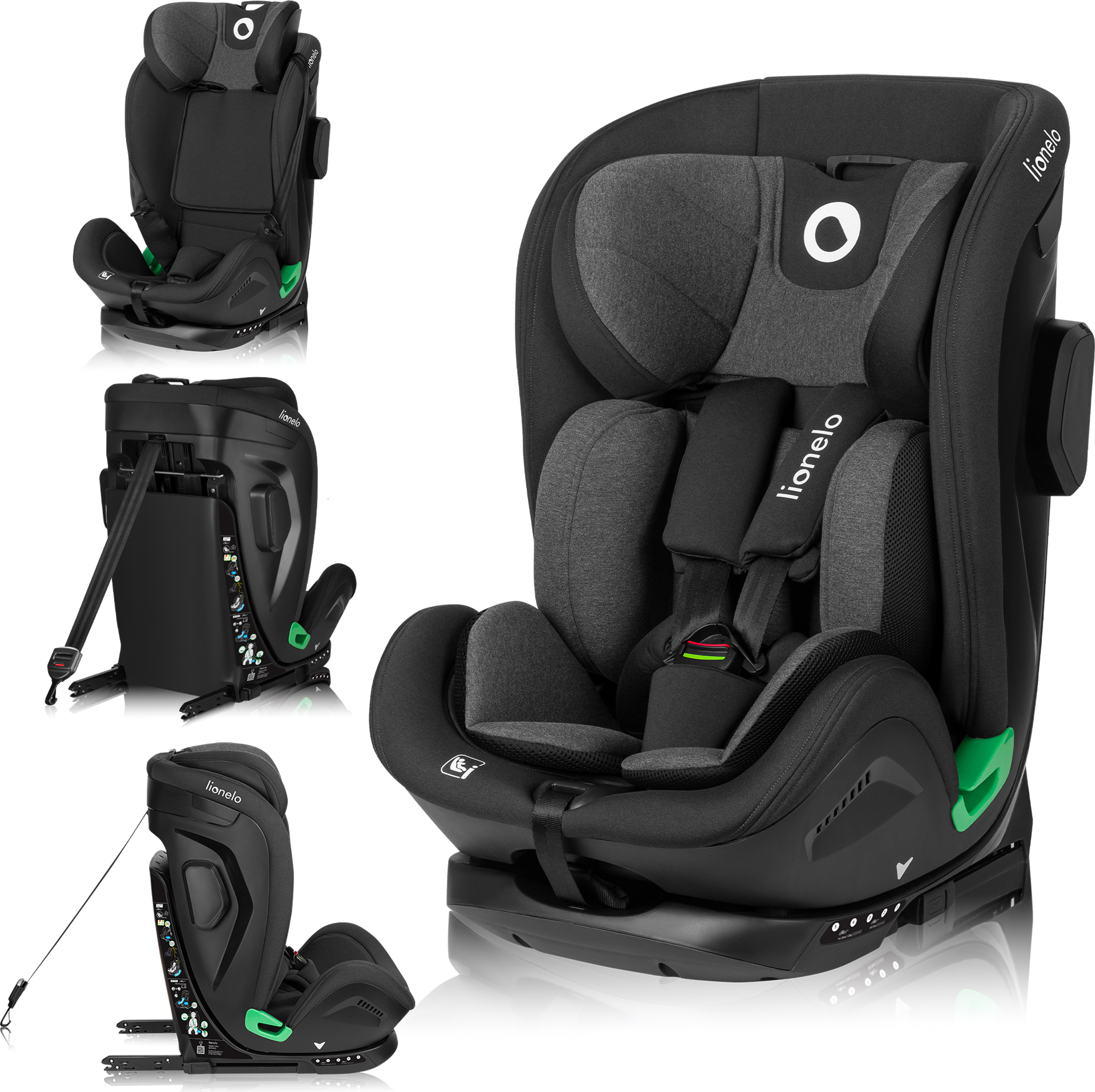 Detská autosedačka Lionelo Harper i-Size 76-150 cm, FWF, 13-stupňové nastavenie opierky hlavy, R129 štandard