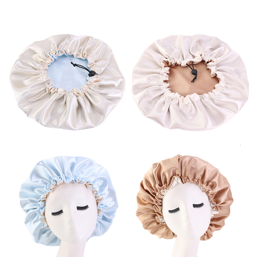Mode Haar tragen Baby Silky Satin Bonnet Mädchen Nacht Turban Kinder Feste Kopfbedeckung niedlichen Hut Doppelschicht verstellbare Schlafmütze