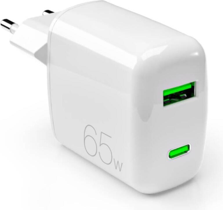 PURO MiniPro Wall Charger GaN - Nabíjačka 1 x USB-C a 1 x USB-A 65W PD (biela)