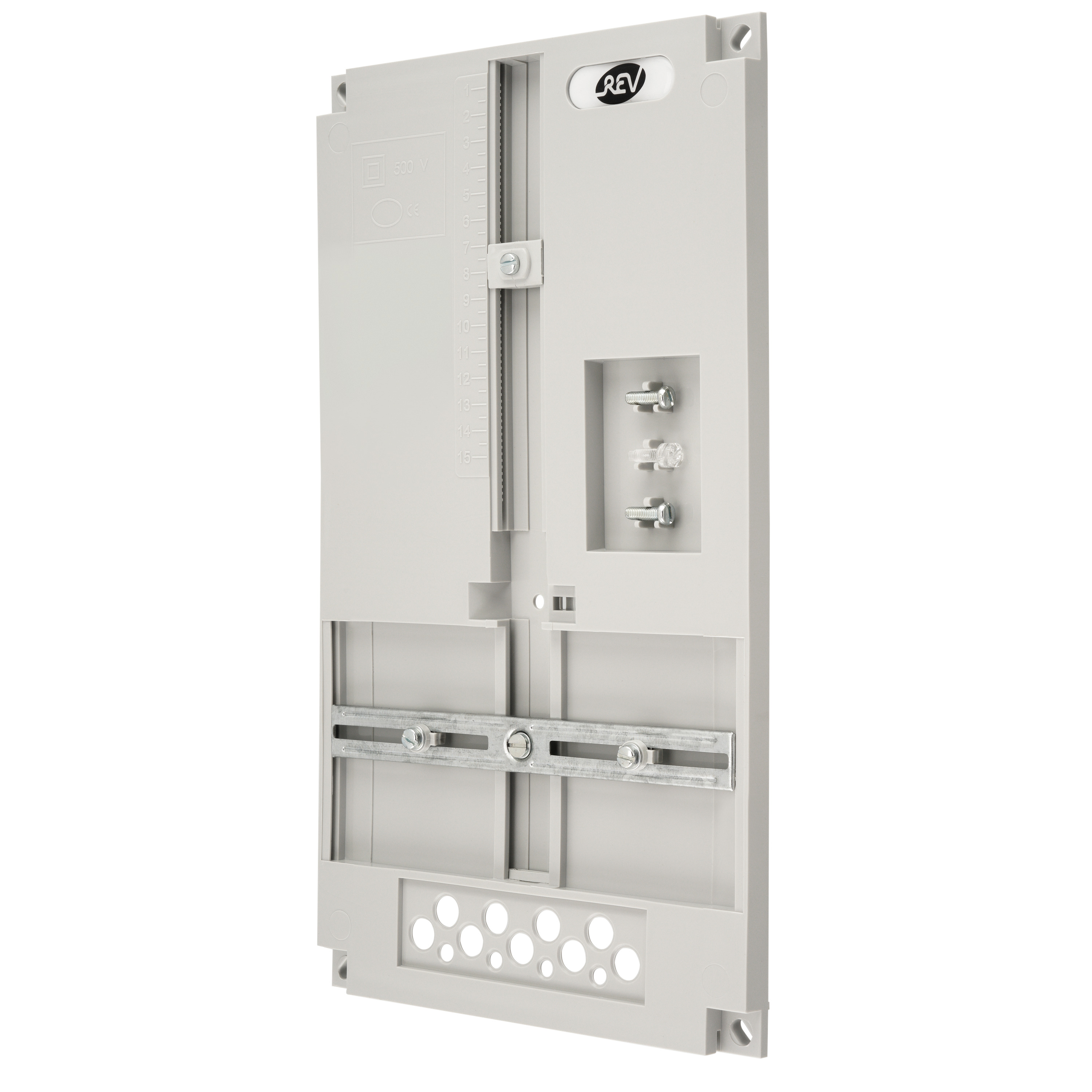 REV 0518846555 Zählertafel, Zählerbrett mit Schiene für Wechselstromzähler u. Drehstromzähler, grau