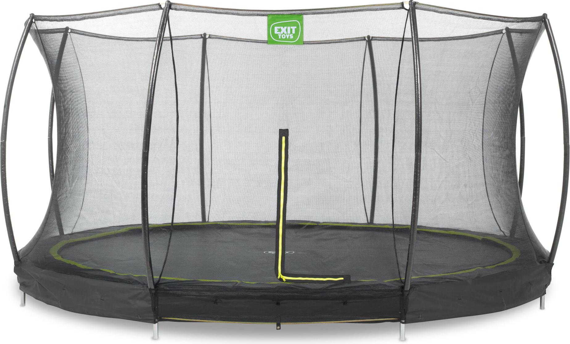 Trampolína EXIT Silhouette, priemer 427 cm, s bezpečnostnou sieťou, na zem, okrúhla, pre deti, čierna