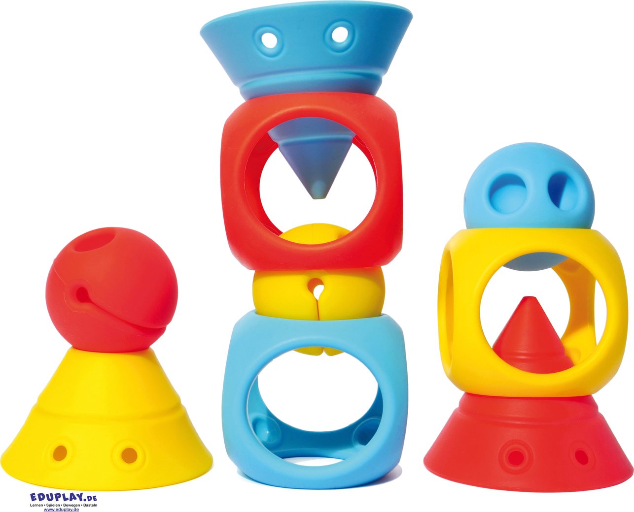 MOLUK 120638 Moluk Building Set, blau/rot/gelb, 9-teilig (1 Set) EDU120638