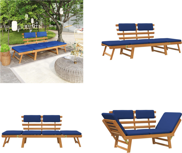 vidaXL Gartenbank mit Auflagen 2 in 1 190 cm Massivholz Akazie - Gartenbank - Gartenbänke - Holz Gartenbank - Holz Gartenbänke HL312120