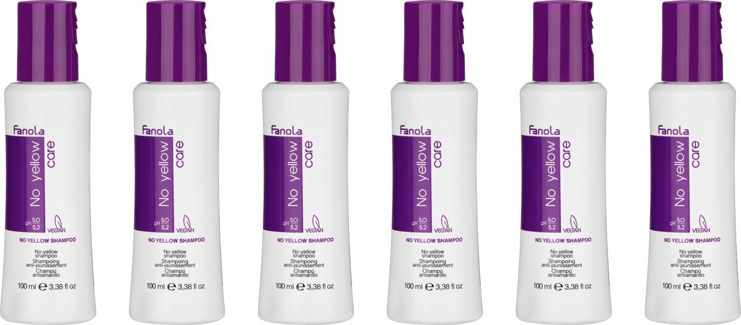 Fanola No Yellow Shampoo Violett gegen Gelbstich, reinigt sanft, verleiht Silberglanz 6x100 ml
