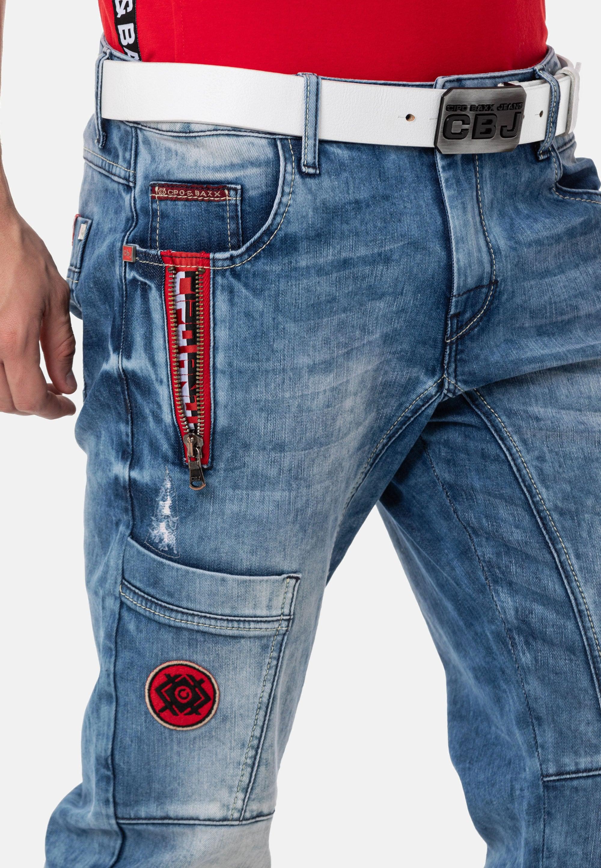 Cipo & Baxx CD847 Herren Designer Jeanshose mit Kontrastfarbenen Details
