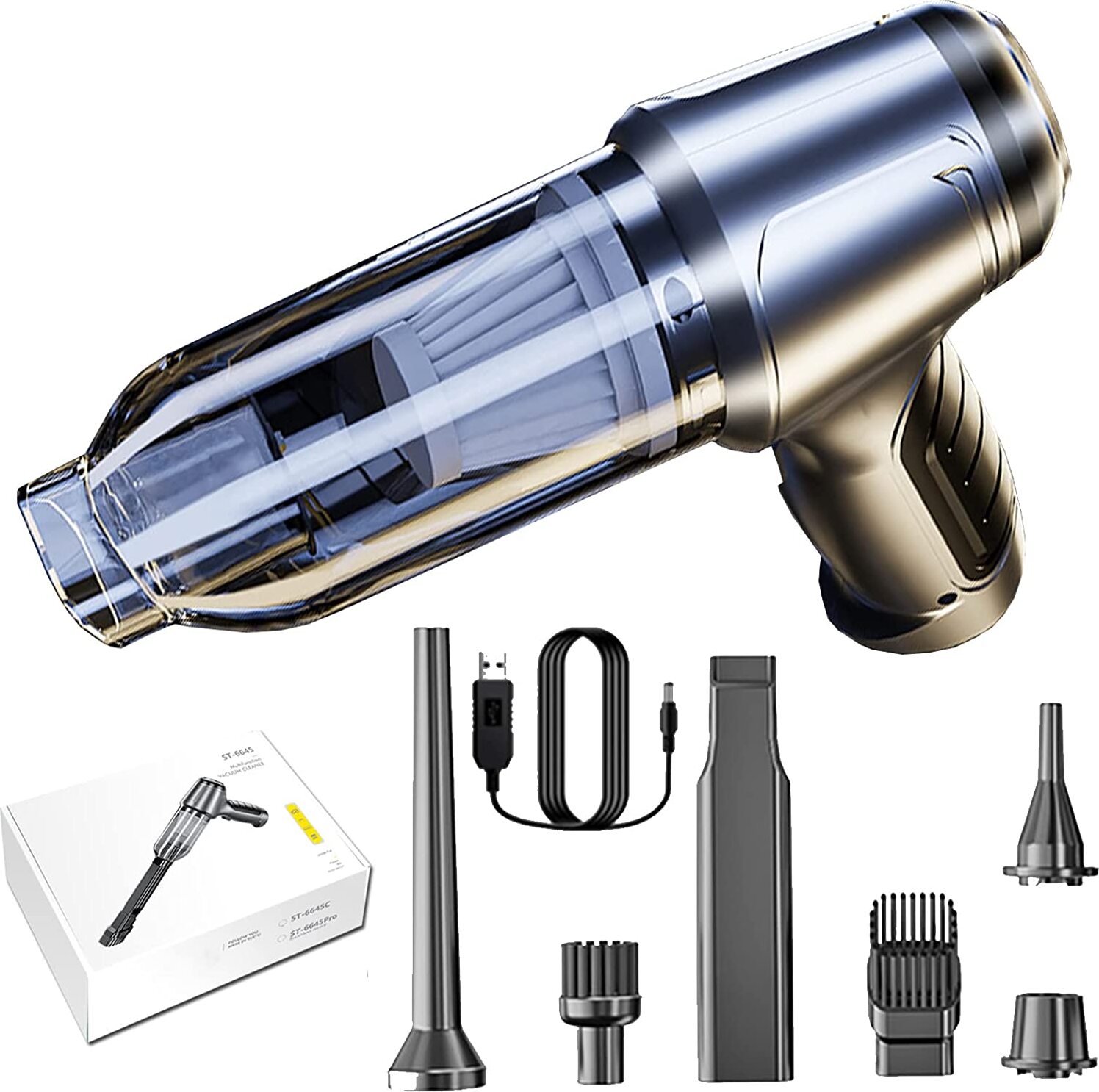 Hoover - akumulátorový vysávač do auta Multifunkčný akumulátorový prenosný vysávač s vysokým výkonom a sacím výkonom 9500PA mini vysávač na mokré a suché chlpy domácich zvierat,