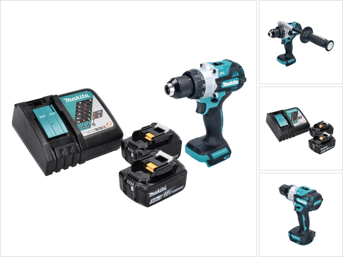 Akumulátorová príklepová vŕtačka Makita DHP 486 RT 18 V 130 Nm bez kefiek + 2x akumulátor 5,0 Ah + nabíjačka
