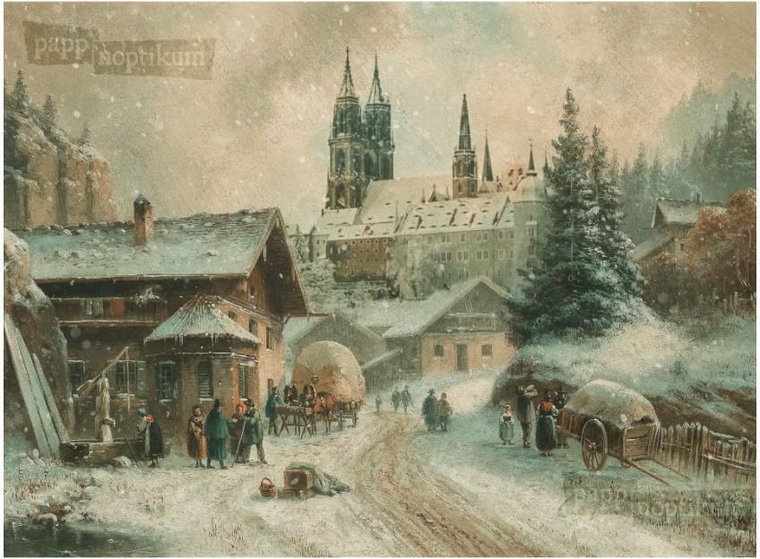 Nostalgický papierový adventný kalendár – deň pred Štedrým večerom, 38 x 27 cm