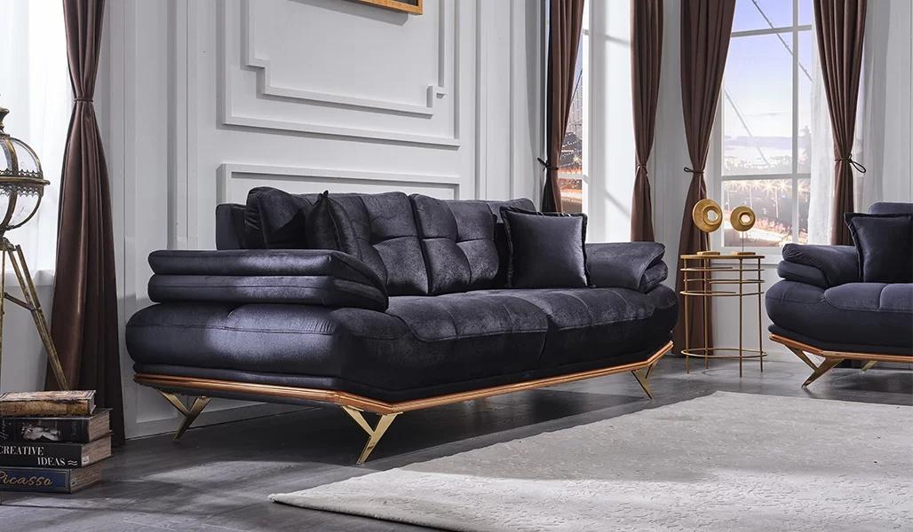 Wohnzimmer Sofa Dreisitzer Couch Textil Grau Polstermöbel Sofas