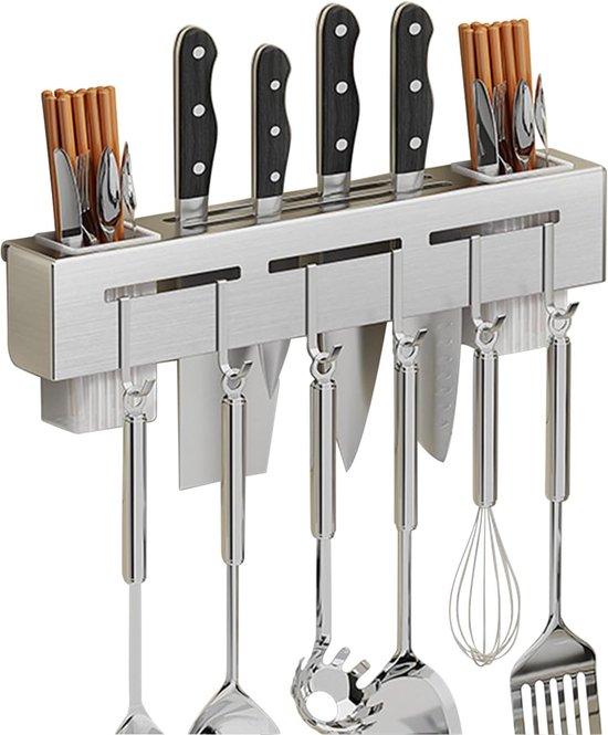 OEM Silberne Küchenhilfsmittel-Halter mit 6 Haken, ohne Bohren, Küchenwerkzeug-Organizer, Küchenaccessoires, Küchenhilfen 2026