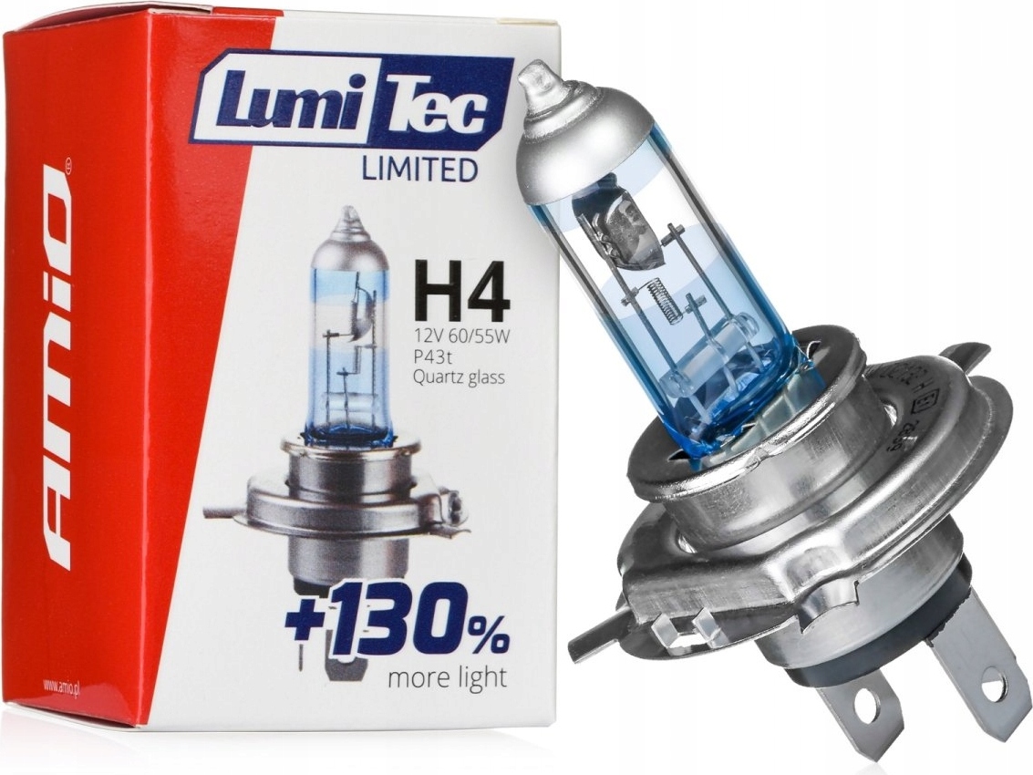 AMiO LumiTec Silber Halogen Abblendlicht +130% H4 12V 55W (1 Stück)
