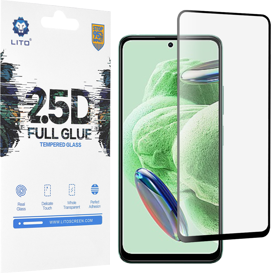 Lito 2.5D FullGlue tvrdené sklo - Xiaomi Redmi Note 12 5G / Note 12 4G / Poco X5 - Čierna