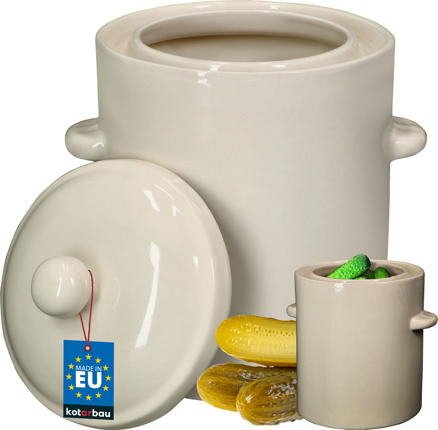 Gärtopf 10 Liter – Sauerkrauttopf Aus Steinzeug, Mit Deckel & Gärsteinen, Für Gesunde Fermentation (creme Weiß)