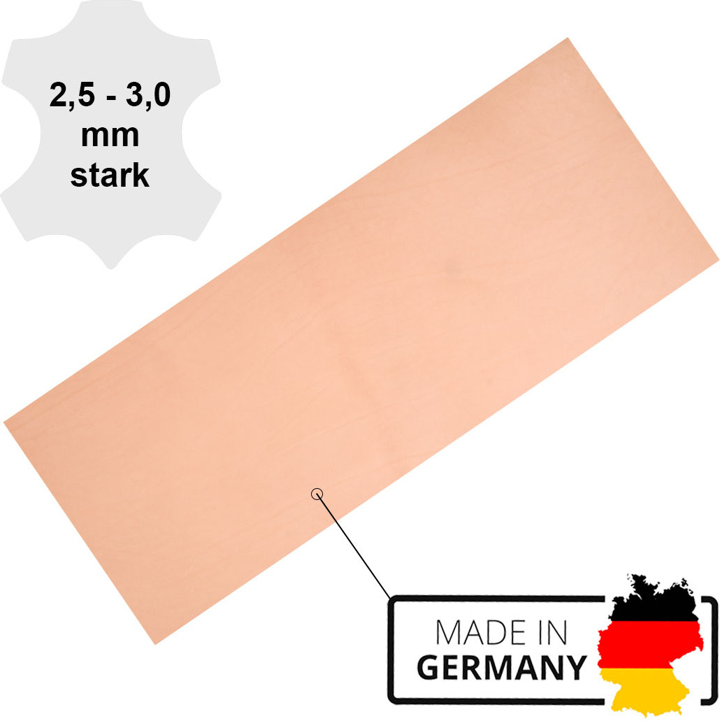 Langlauf Schuhbedarf Blankleder - Punzierleder XXL 250x600mm 2,5-3,0mm stark - Fettleder XXL großer Lederzuschnitt, Dickleder, Punzierleder vegetabil gegerbte Rindleder, Vollrindleder,Sattlerleder