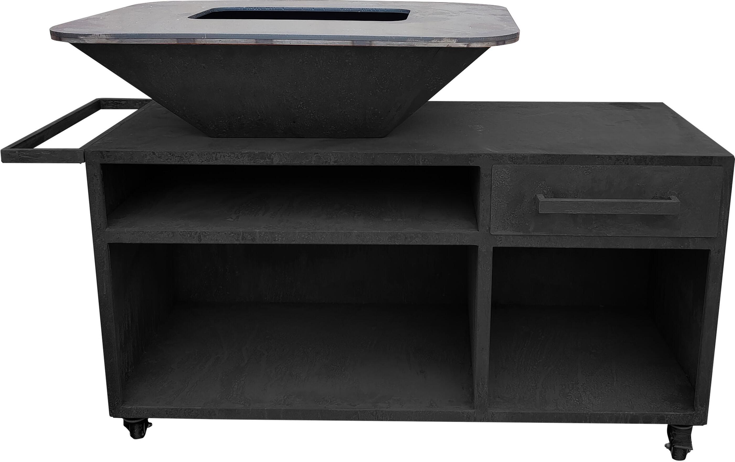 Großer Grill mit Schrank und Grillplatte aus Stahl