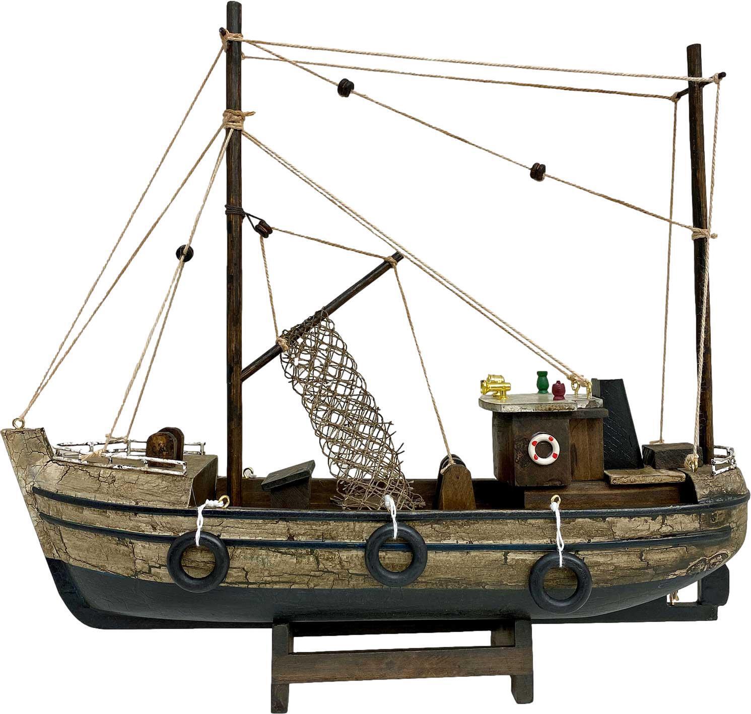 Aubaho Kutter Fischerboot Fischkutter Schiffsmodell Holzschiff Schiff 30cm kein Bausatz