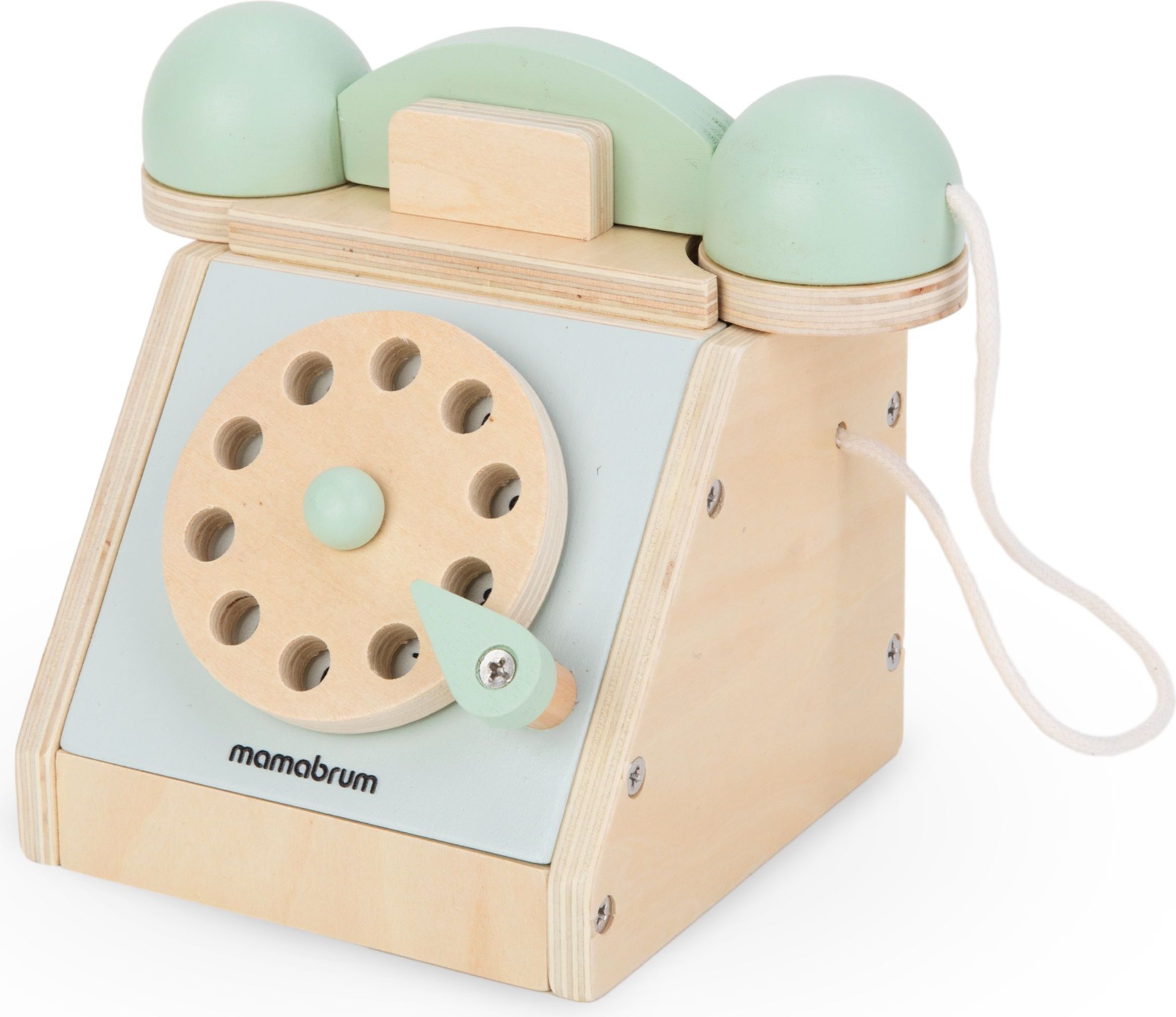 Mamabrum Retro-Holztelefon für Kinder mit drehbarer Wählscheibe