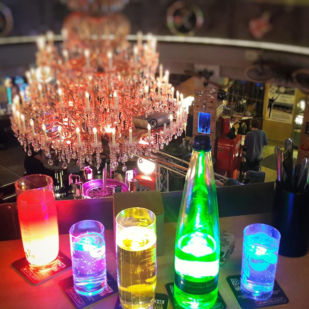 JedBesetzt 20STK LED Sticker Stimmungslichter Flaschenbeleuchtung zum unter LED Bar Untersetzer Lichter für Party,(Orange) KAU-MMHYNB-240322062