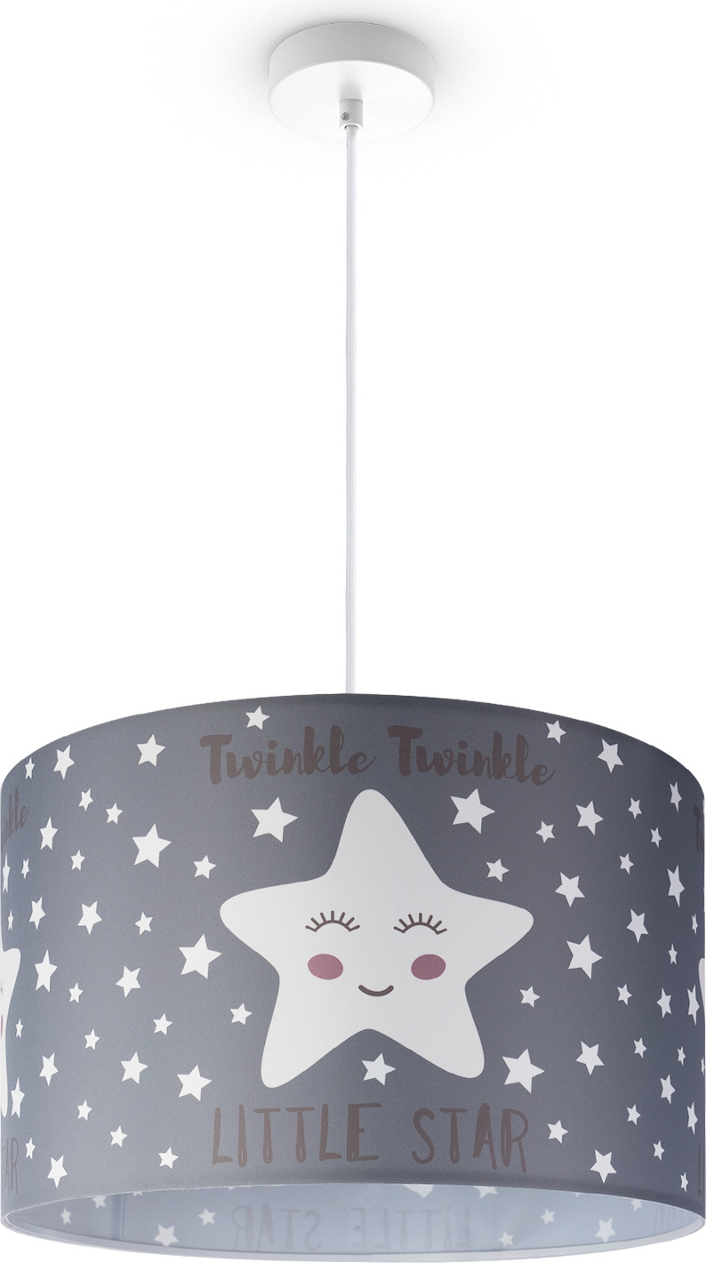 Paco Home Kinderlampe Deckenlampe LED Pendelleuchte Kinderzimmer Sternen Motiv E27 Leuchten Farbe / Größe Grau (Ø45.5cm)