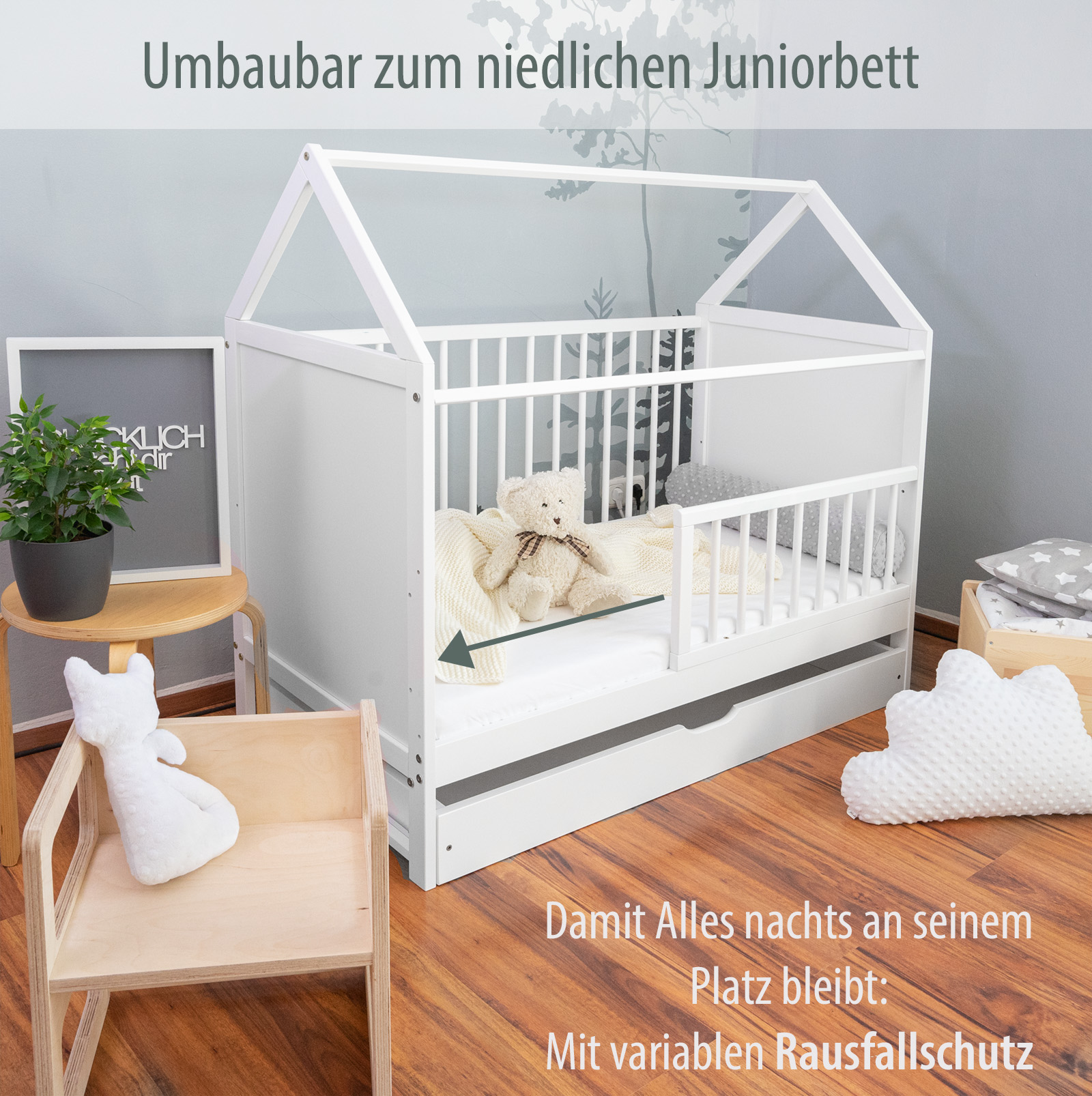 Matratze Kissen Bettset STERNE Baby Bett Haus Kinderbett 140x70 Juniorbett Inkl 