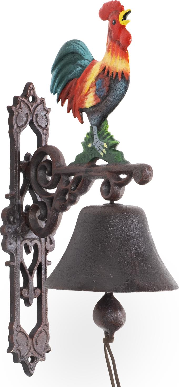 Moritz Deko Glocke Hahn Bunt Wiese 58 x 14 x 22 cm I Wandglocke I Glocke Haustür I zum Aufhängen I Türglocke Gusseisen I Gartenglocke I Retro I Antik I Shabby