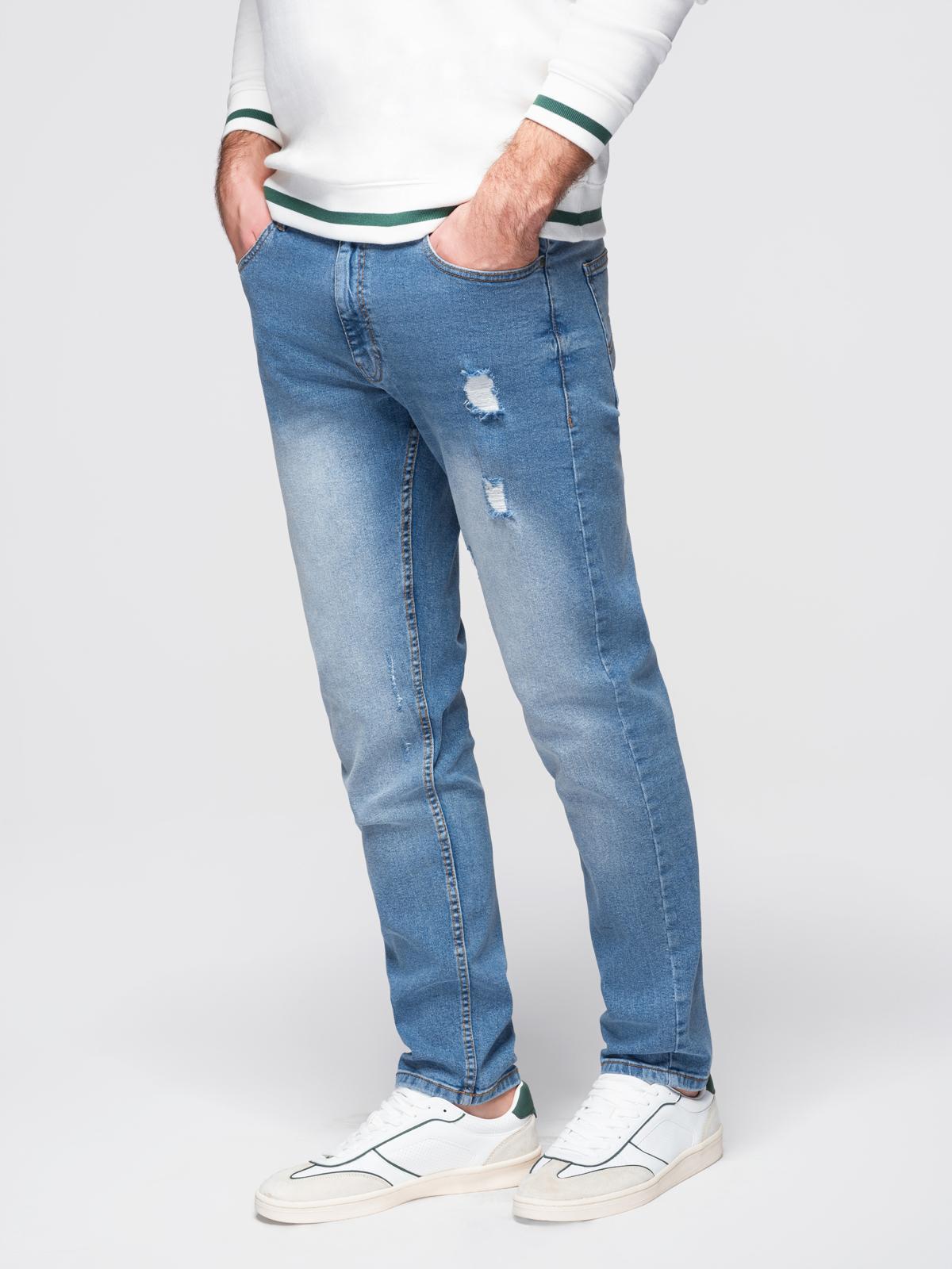 Ombre Clothing Herrenjeans in Regular Fit mit Abnutzungen - hellblau V1 OM-PADP-0254 M