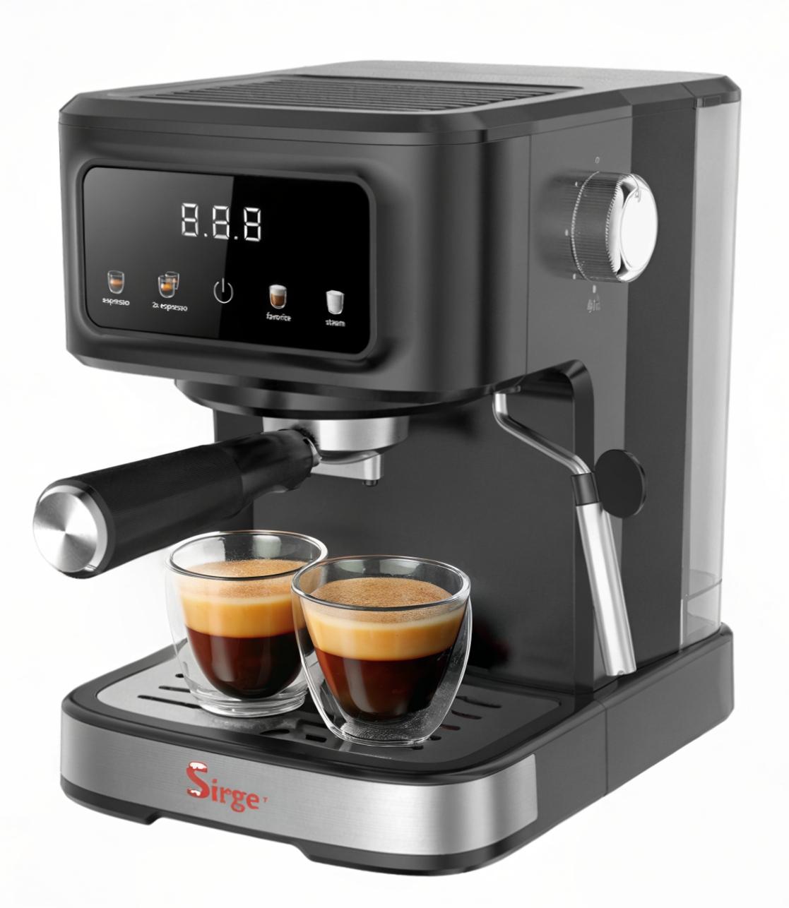 Sirge GRANBAR espresso stroj Pump 20bar [ ITALY] 1100W portafilter espresso stroj Napeňovač mlieka Espresso Cappuccino