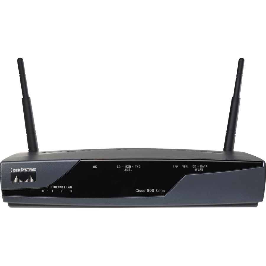 Cisco 877, 10, 100 Mbit/Sek, Ethernet (RJ-45), BGP, EIGRP, OSPF, SNMP, HTTP, Telnet, IPSec, PPPoE, PPTP, L2TP, 3DES, AES CISCO877W-G-A-K9