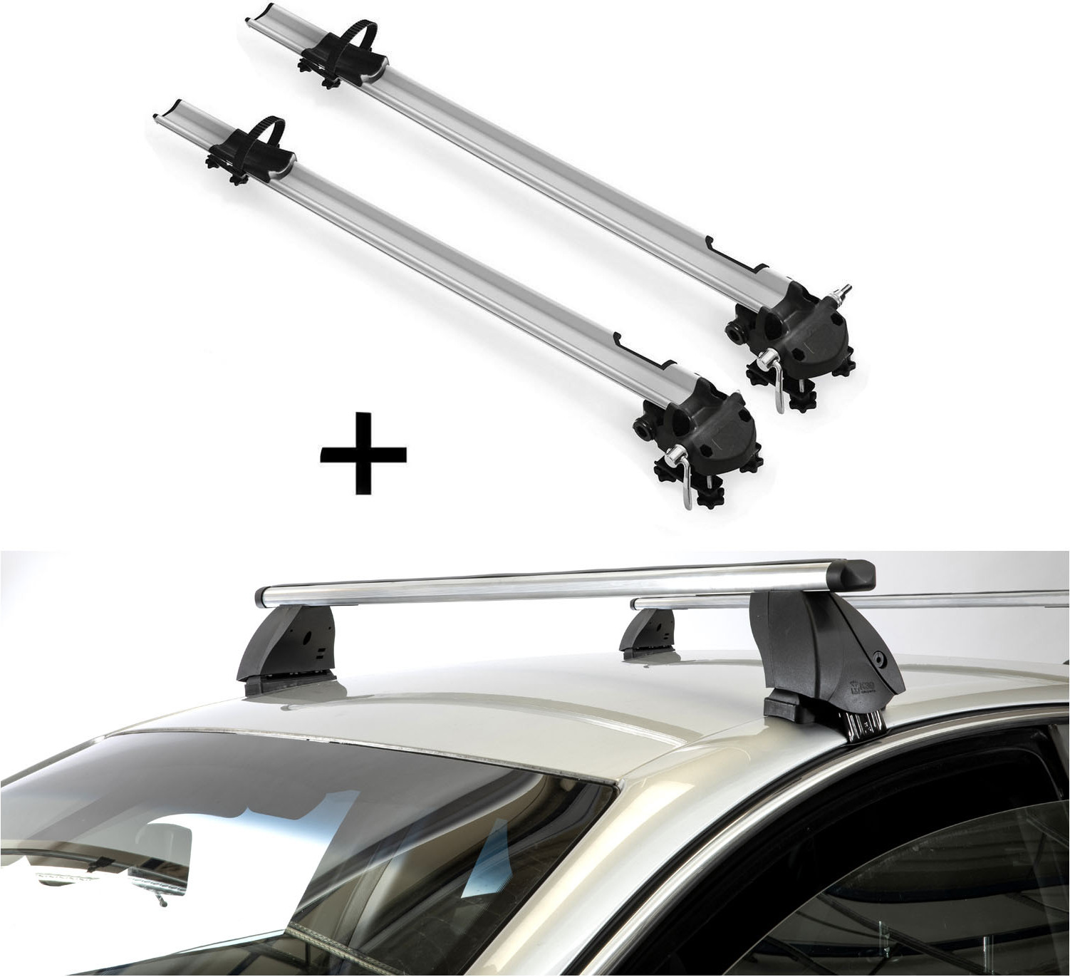 VDP 2x Fahrradträger Bike Pro + Dachträger K1 PRO Aluminium kompatibel mit für Audi S3 (8VS) Sedan (4Türer) ab 13 VDP_2MEN193547_K1P12_AUDI8