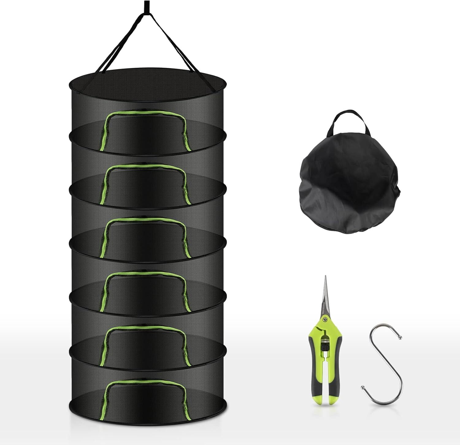 bedee Trockennetz, Trockennetze für Kräuter zum Aufhängen, 6 Ebene Klappbar, Mesh Trockengestell, Kräuter Trocknungsnetz, Kräutertrockner