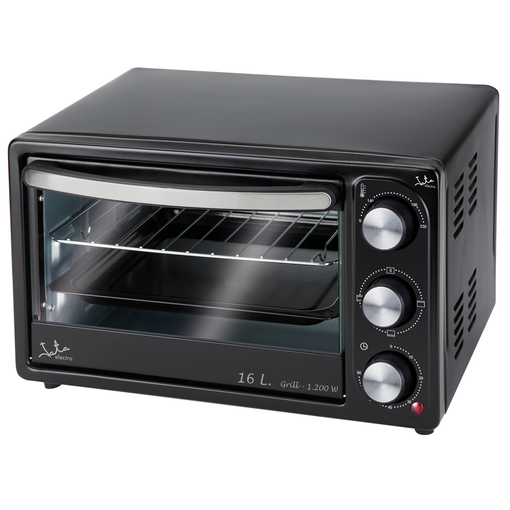 JATA HN916 Backofen Minibackofen 16 L 1200 W schwarz Edelstahl Grill