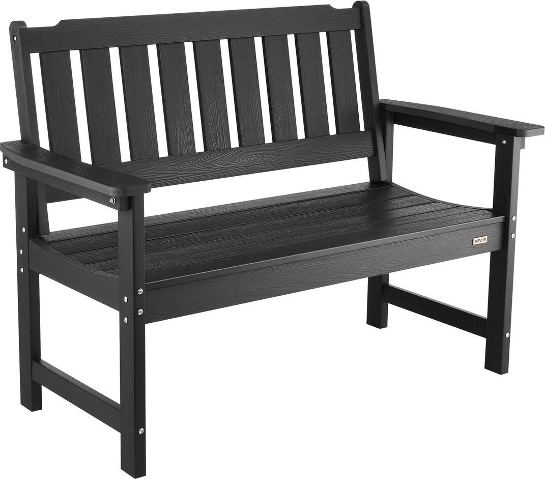 VEVOR Gartenbank Terrassenbank 128 cm Wetterfest Kunststoffgestell 363 kg Schwarz