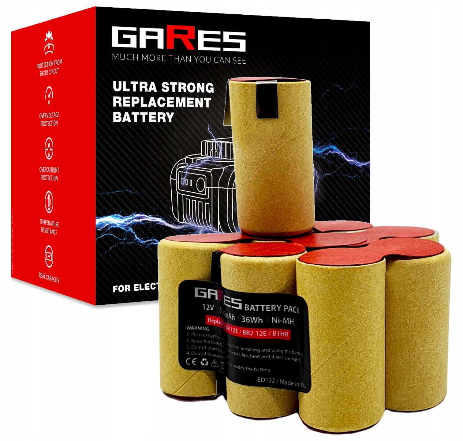 Gares Akkupack zum Zellentausch für SPARKY Ni-MH | 12 V 3 Ah Inny | Ersatz-Zellenpack für Werkzeugakkus | Profi-Qualität Gares® ED132-12-30-SP