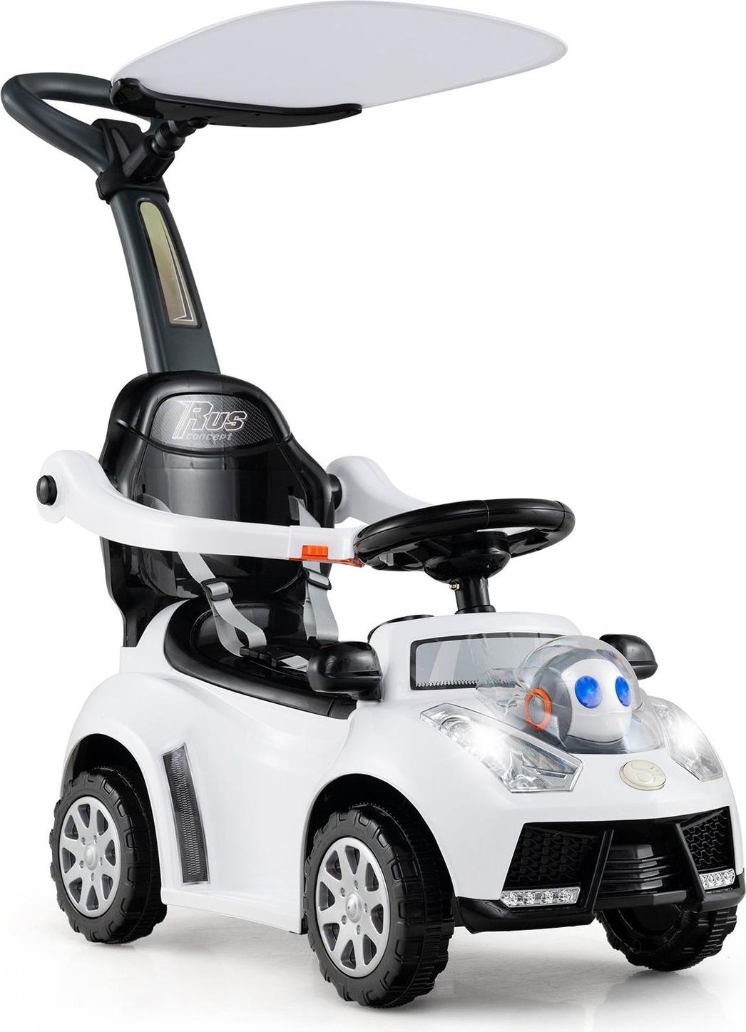 Northix 3-in-1-Rutschauto mit Schiebegriff, Stauraum, Weiß