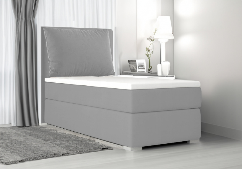 Boxspringbett, Kinderbett SUZI MINI +Topper T25 Jugendbett Federkern ,80x200cm(Grau: ITAKA 50)