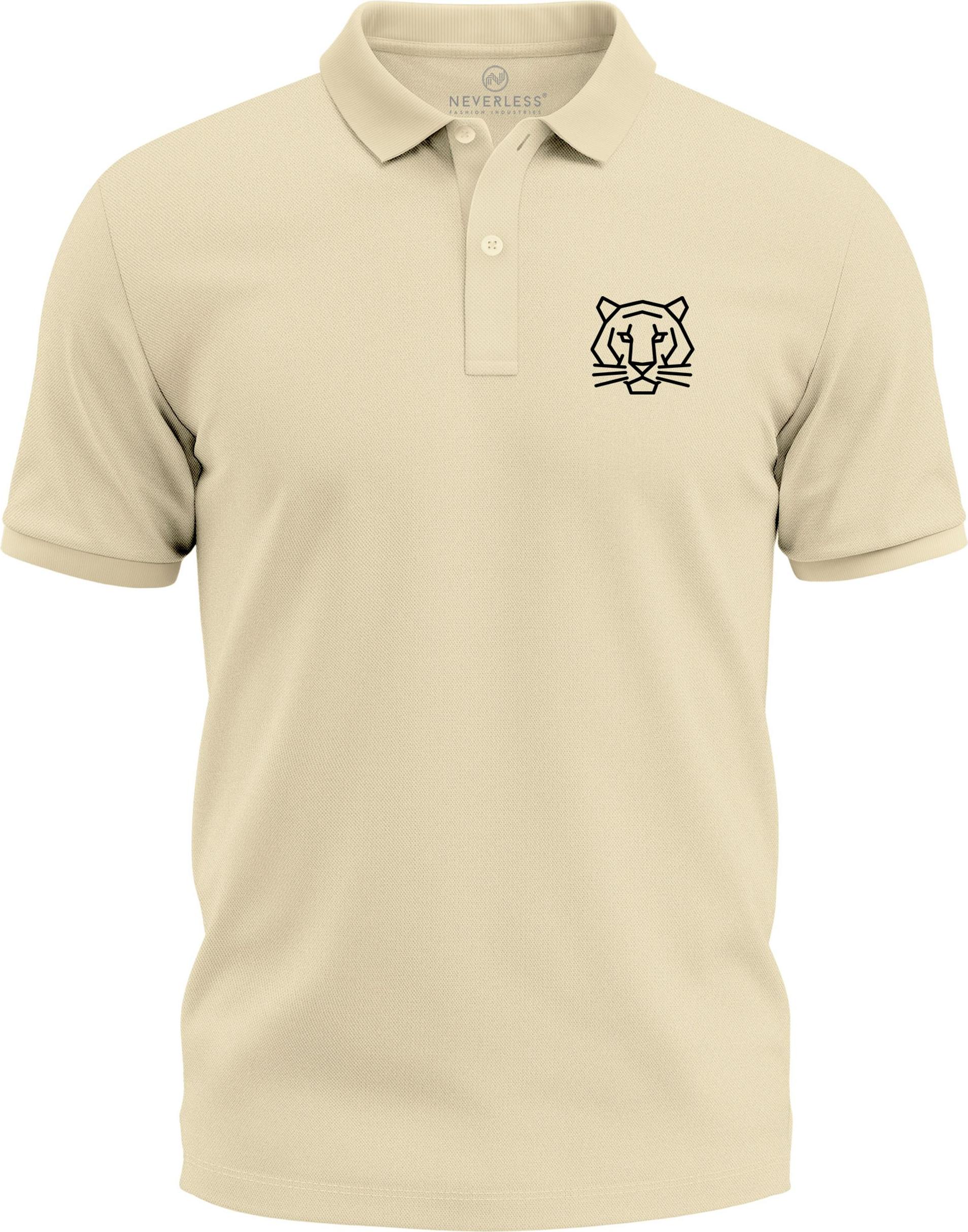 Poloshirt Herren Tiger Tierlogo im Polygon-Stil – Kurzarm Polo Sommer Outdoor Fashion Modern Fit Neverless® 276823