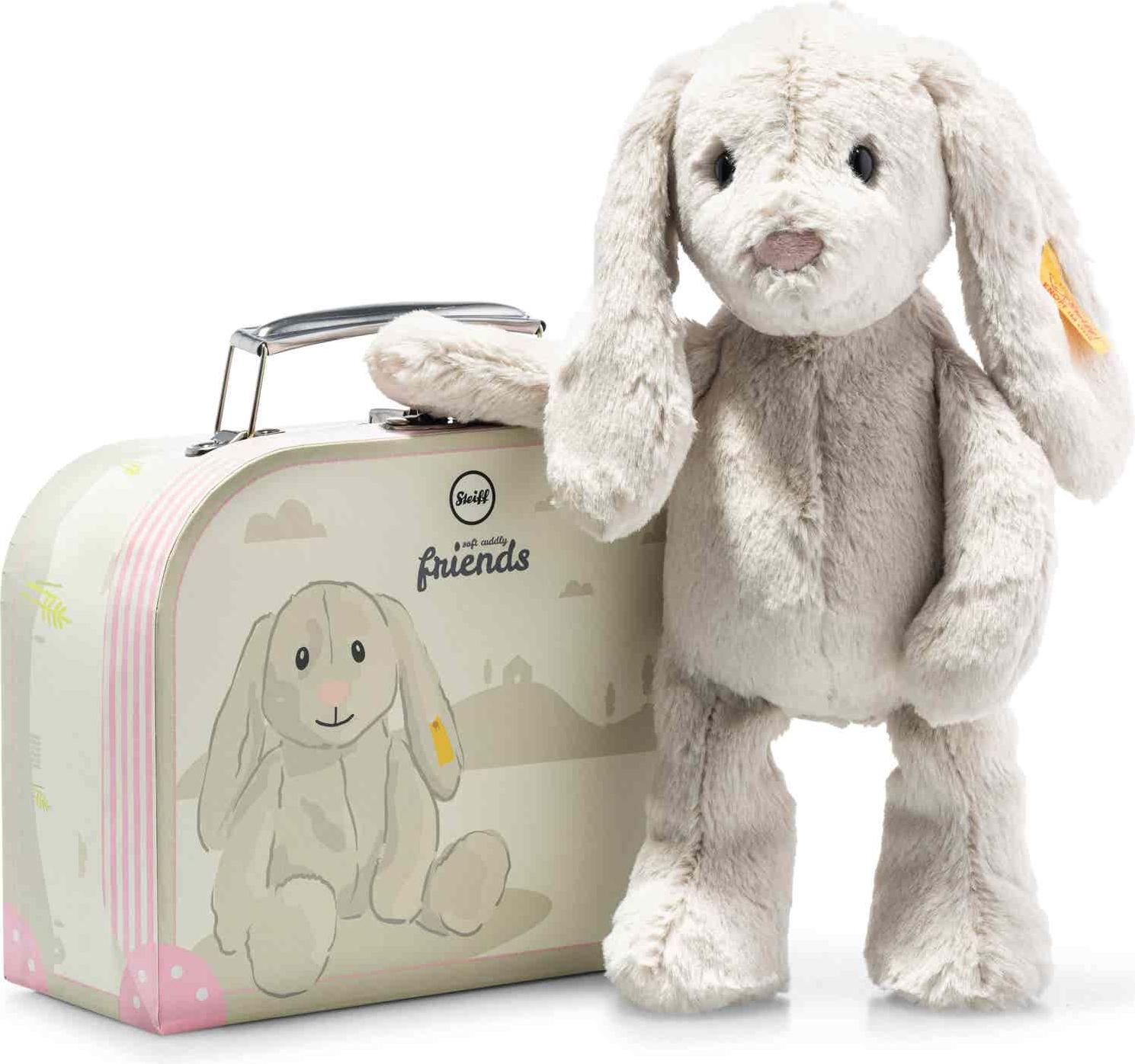 Steiff GmbH Steiff Kuscheltier Soft Cuddly Friends Hase Hoppiee im Koffer Hellgrau (26cm) 080968
