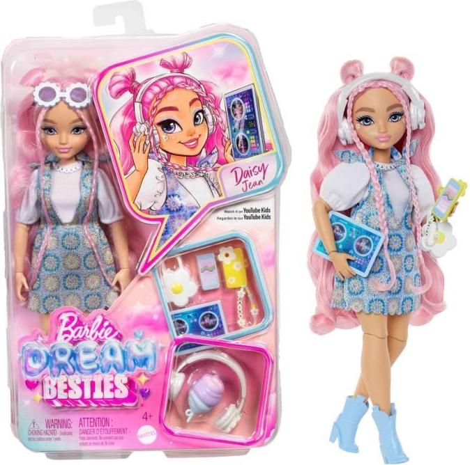 Barbie Daisy Dream Besties Puppe, Rosa Haare, 11 Artikulationspunkte, 9 Zubehörteile, 4-10 Jahre MATJDD74