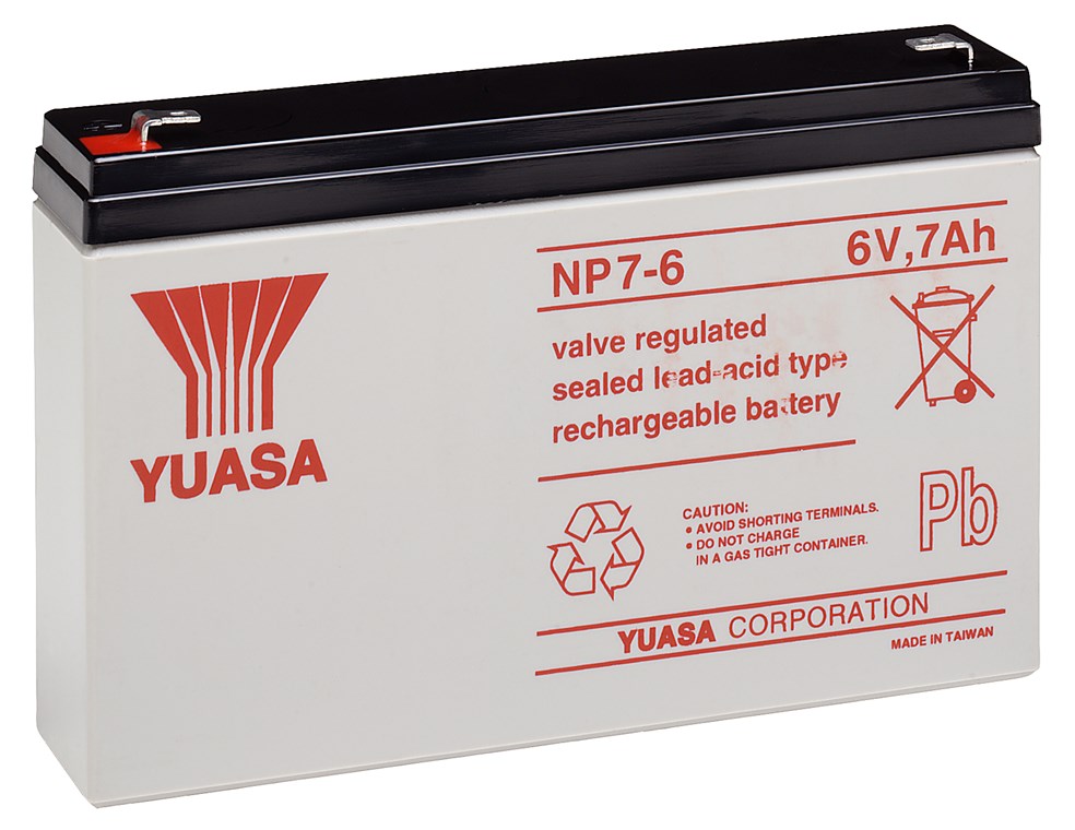 Yuasa Bleiakku 6 V, 7,0 Ah (7-6) Faston (4,8 mm) Bleiakku AKKU 6-7,0 Yuasa (NP7-6) 48557