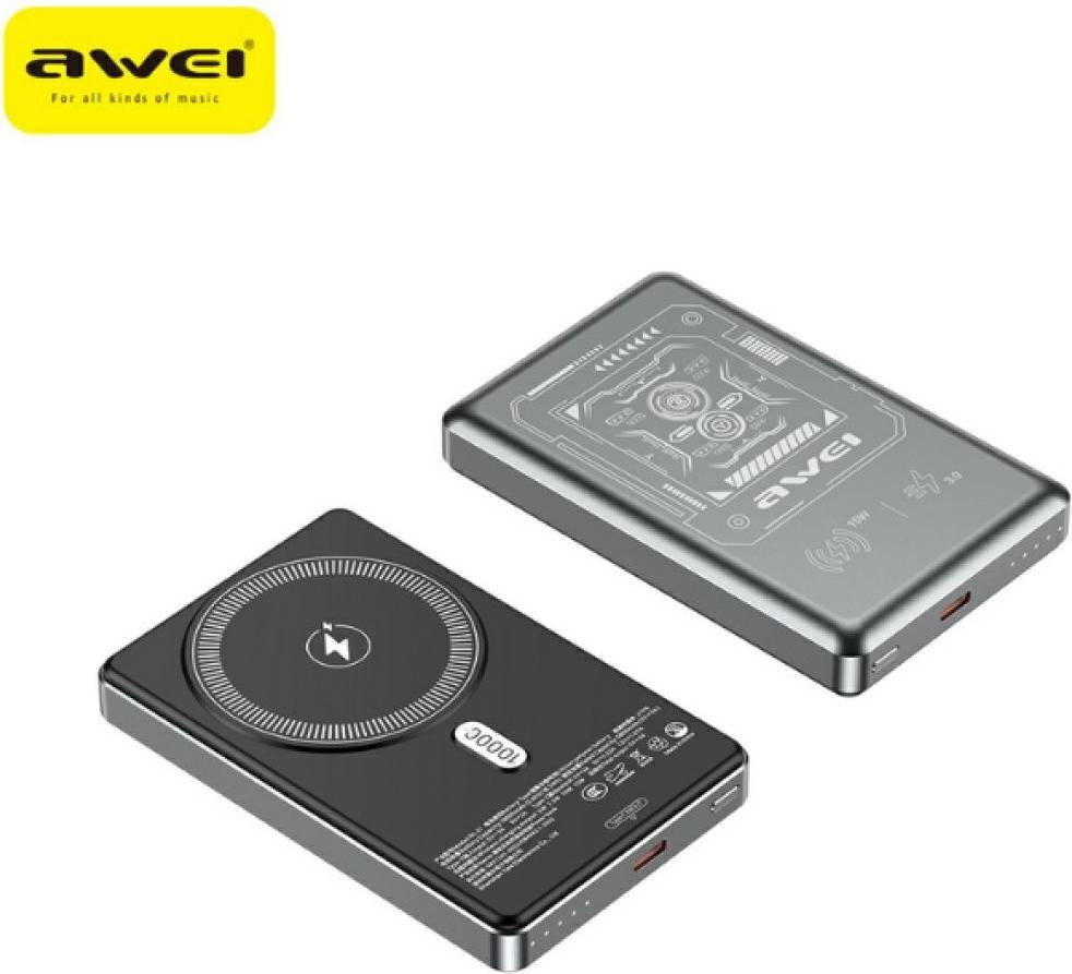 Powerbank Awei Pa-31 10000Mah Induktiv Magsafe Grau