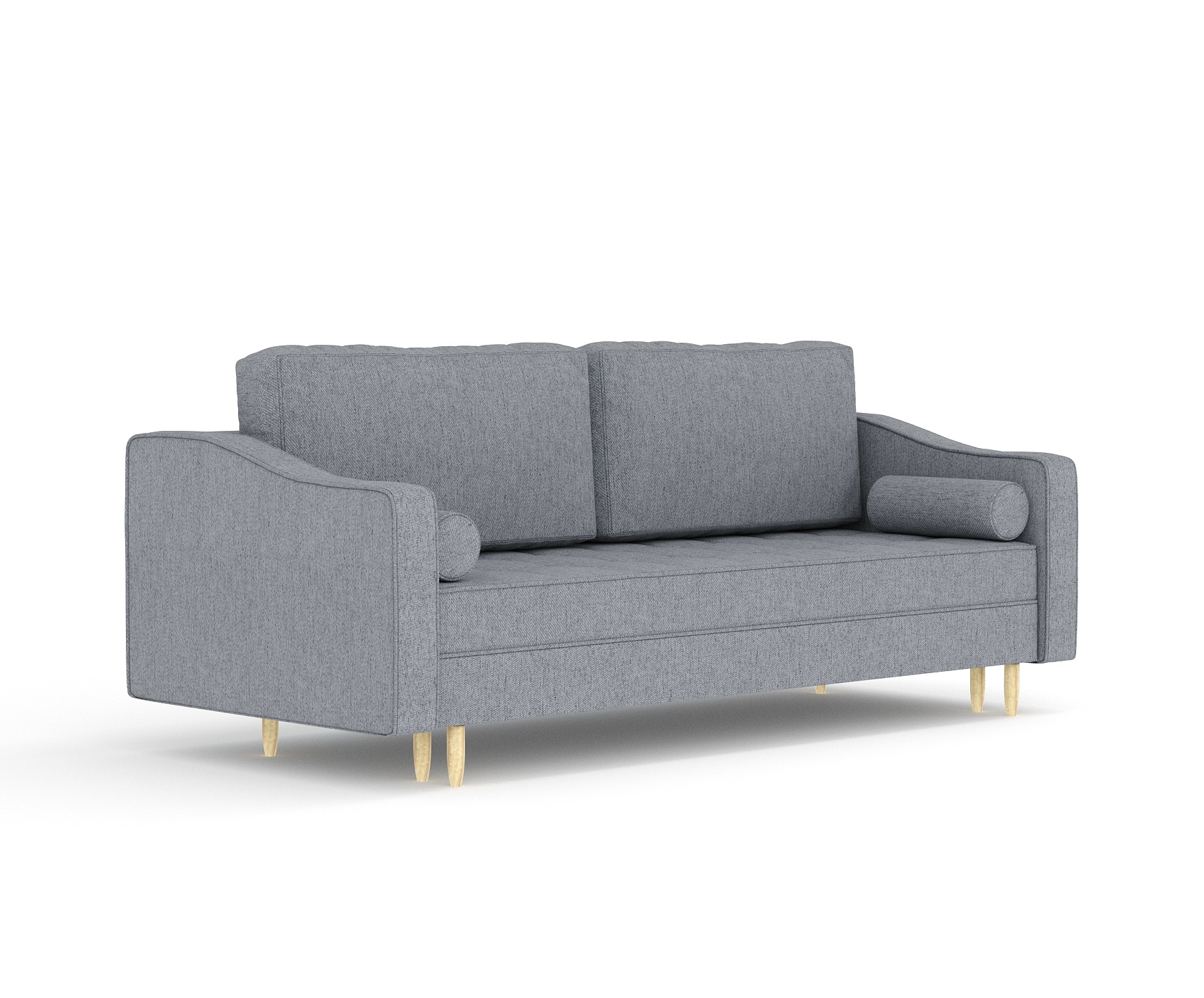 Schlafsofa Livia Interiors Zyia 218x103 cm, Sofa mit Schlaffunktion und Bettkasten, 3-Personen Sofa, Sofabett, Hohe Beine, Webstoff Neve, Grau Farbe ZYIA_F1_NEV90_L26