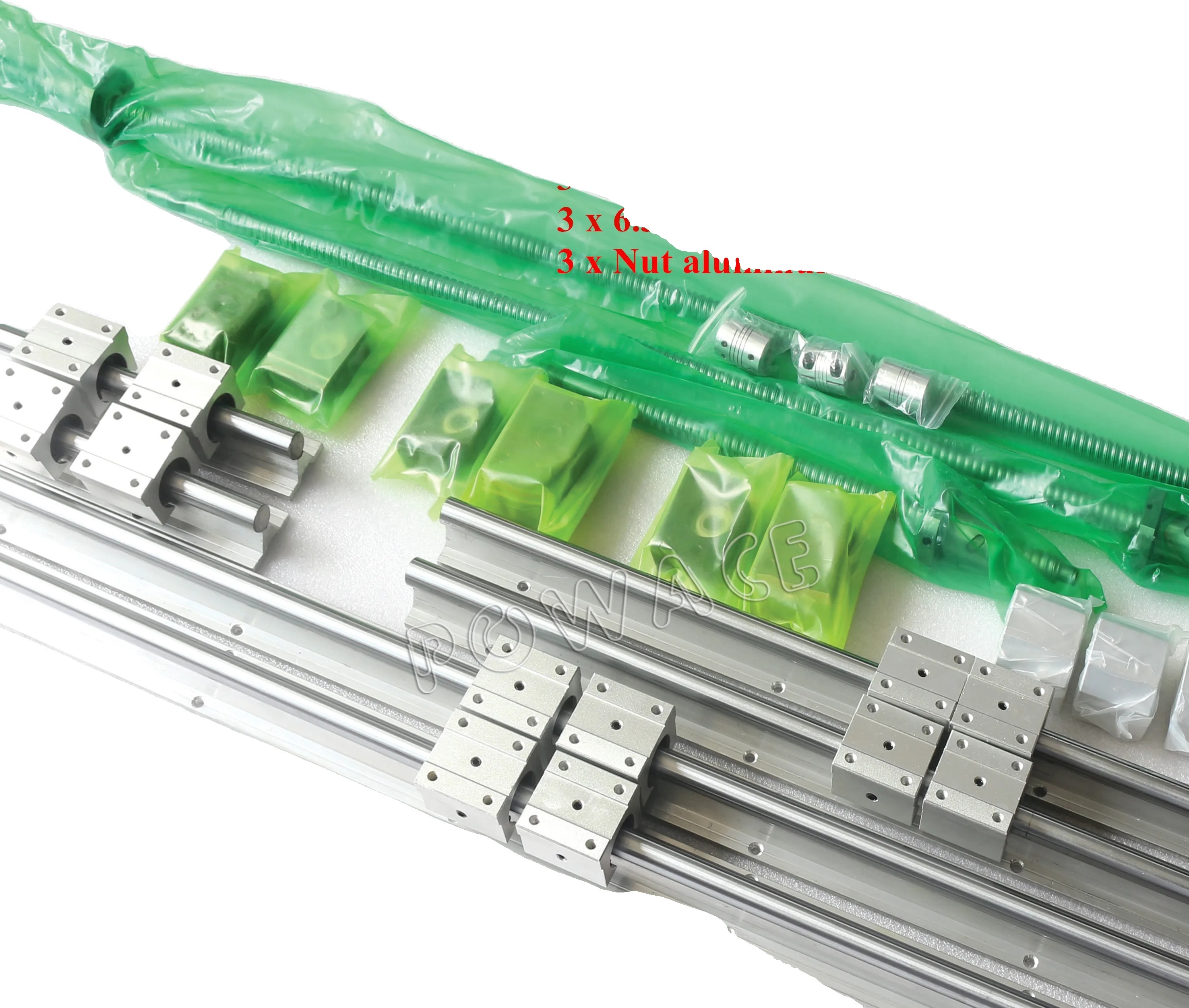 Súprava lineárneho vedenia CNC, možnosti dĺžky SBR16, dĺžka guľôčkovej skrutky SFU1605, 350 mm 750 mm 1150 mm