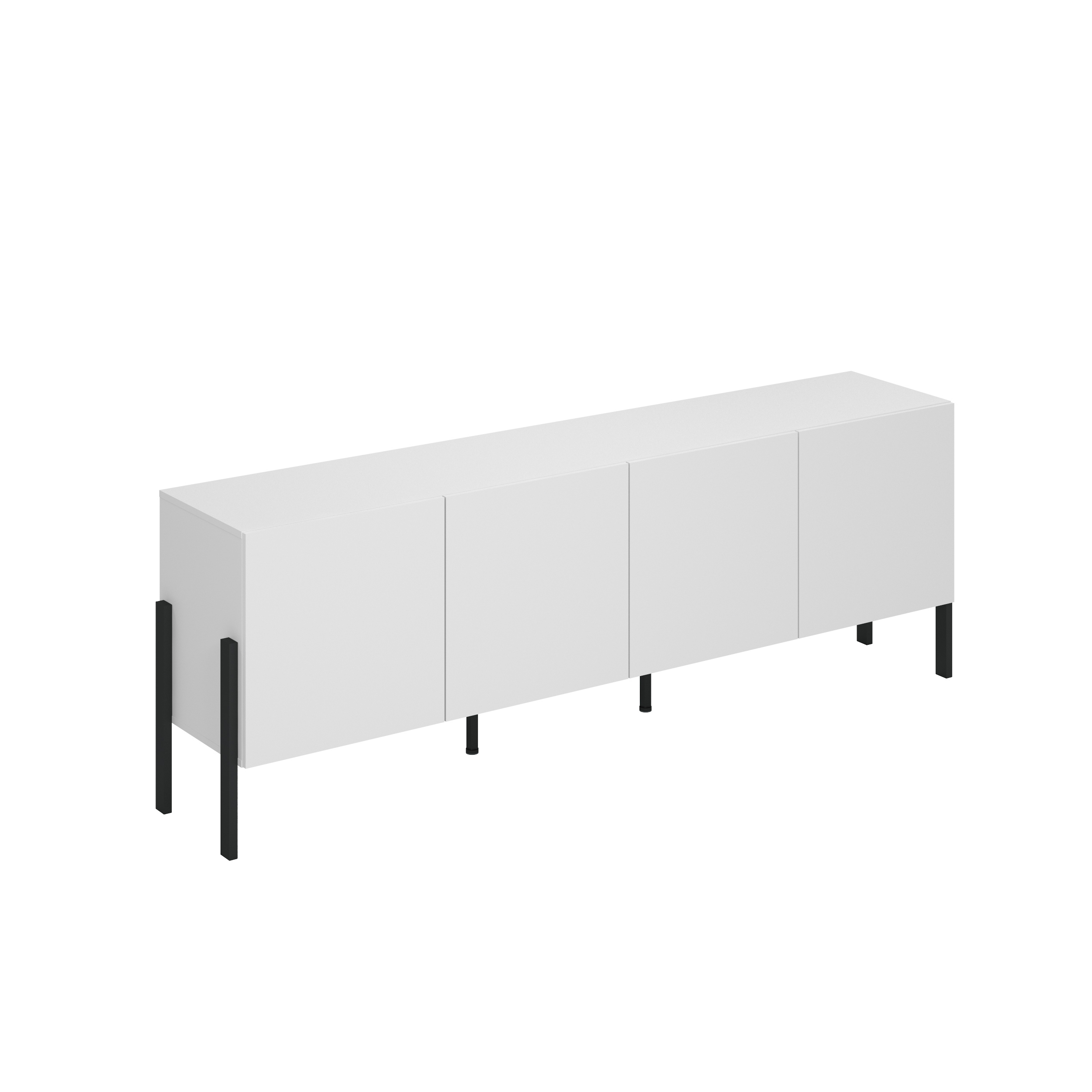 Petits-meubles TV-Möbel Bérénice mit 4 Türen, Mattweiß und Schwarz, 204cm 003-10-00289