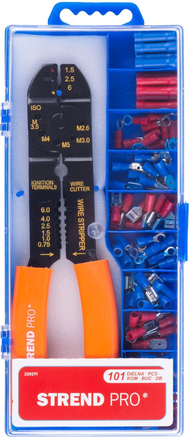 Zange Strend Pro AWS 302, Abisolierzange + Satz 100 Stk. Elektriker-Endhülsen